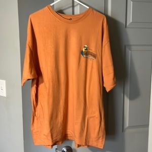 Orange mens t-shirt. Double sided graphics. Size XXL